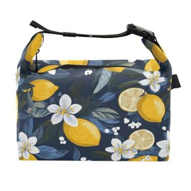 Imagem de STAYTOP Lancheira de limão e flores com fivela de alça, lancheira isolada para meninos e meninas, lancheira térmica para trabalho escolar