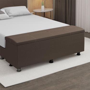 Imagem de Baú Sapateira Estofada Casal 140 Cm Terra Corino Skybox Marrom