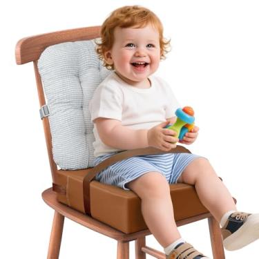 Imagem de KOXUIUF Assento elevatório para cadeira de cozinha com encosto confortável e fivelas de segurança ajustáveis, assento infantil antiderrapante para mesa de jantar, cadeira de almofada aumentada