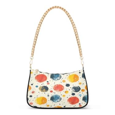 Imagem de CEBUGI Bolsas transversais para mulheres, bolsa de ombro com bolinhas, bolsa de mão elegante com alça de corrente