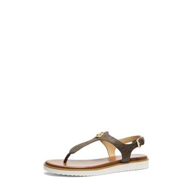 Imagem de Michael Kors Sandália feminina Val, Sarja revestida exclusiva/marrom, 41