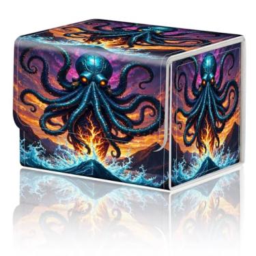 Imagem de Caixa de armazenamento de jogos de cartas para TCG Deck Box MTG Card Box Organizer Trading Card Box Commander Deck Box TCG Card Storage Box Magnetic Closure Creative Pattern até 200 cartas, polvo