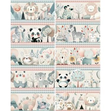 Imagem de Tecido Tricoline 100% Algodão Estampado Digital Barrado Animais no Jardim, Multicolorido, 55cm x 150cm, Ideal para Artesanato