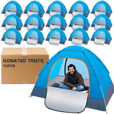 Imagem de Wowangce 10 peças de barracas de acampamento para sem-teto a granel suprimentos de mochila para 2 pessoas pop-up adulto impermeável instantânea fácil configuração tenda para caminhadas, ao ar livre