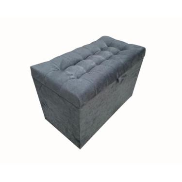 Imagem de Puff Baú Decorativo 1 Metro com Pistão a Gás – Banco Estofado para Sala e Quarto Puff Organizador com Tampa Diversas Cores (Cinza escuro,Pés em PVC)