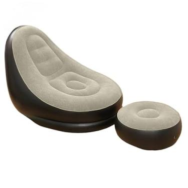 Imagem de Sofá Inflável Portátil 3 em 1 com Bomba de Ar Poltrona Cama Dobrável Para Camping Praia e Casa(Marrom Sofa-TY-2N1)