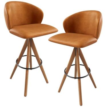 Imagem de Kit 02 Banquetas Alta Giratória Bar Cozinha Sala de Jantar Bar Mia L02 Couríssimo Canela - Lyam Decor