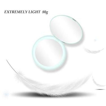 Imagem de Semme Espelho de Maquiagem Led, Espelho de Viagem Iluminado Portátil de Ampliação 10x Com 12 Contas de Led, para Sobrancelhas de Delineador de Maquiagem Dos Olhos (GREEN)