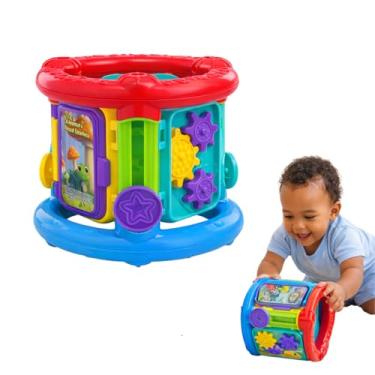 Imagem de Brinquedo Para Bebe Educativo Roda de Atividades Infantil Interativo com Engrenagens e Portinhas Colorido