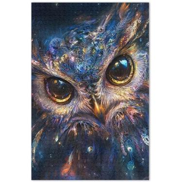 Imagem de Quebra-cabeças para adultos com desenho de arte digital de coruja personalizada, 500 peças, estampa animal, divertido, brinquedo adulto, elefante branco, 51 x 35 cm