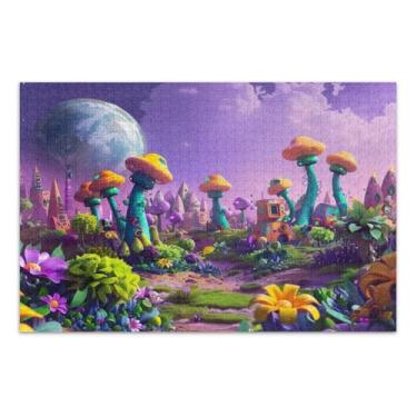 Imagem de Quebra-cabeça Alien Planet Magic Cogumelos 500 peças para adultos, peça grande, quebra-cabeça familiar com letras nas costas