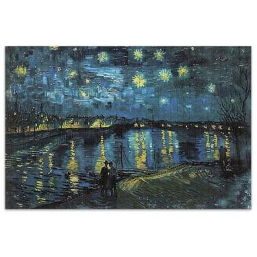 Imagem de Quebra-cabeça com pintura Starry Night Rhone Vicent, 1000 peças, presentes de festa de elefante branco, quebra-cabeças legais para adultos, estampa de animais fofos