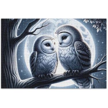 Imagem de Quebra-cabeça de coruja com estampa de pássaros do amor, adultos, 500 peças, presentes de elefantes brancos, presentes exclusivos, brinquedo de arte, 51 x 35 cm