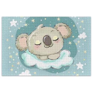 Imagem de Quebra-cabeça fofo de desenho animado coala para adultos 500 peças arte brinquedo pintura natureza quebra-cabeças elefante branco presentes engraçados