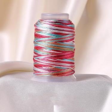 Imagem de Corda de pulseira colorida de 1 mm, fio fino encerado arco-íris resistente para fazer joias, colares, miçangas e artesanato - 50 metros/rolo (dobrado)