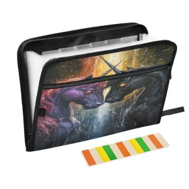 Imagem de Pastas de acordeão Unicórnios com 13 bolsos organizador de documentos, pastas de arquivamento com abas
