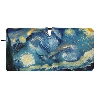 Imagem de Guarda-sóis personalizados para carro de chuva meteoro noturno estrelado para para-brisa bonito caminhão dobrável sombra de carro automotivo para para-brisa dianteiro, 81 cm x 157 cm