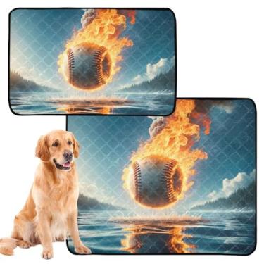 Imagem de TSENQUE Fire Water Almofadas de beisebol laváveis para animais de estimação, almofada para animais de estimação, reutilizável, absorvente, impermeável, cercadinho para cães, pequeno x pacote com 3