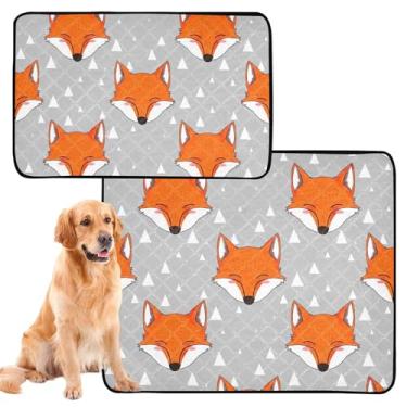 Imagem de TSENQUE Tapete reutilizável para animais de estimação com rostos de raposa, laranja, branco, reutilizável, lavável para animais de estimação, tapete impermeável para gaiola de cachorro, tapetes de