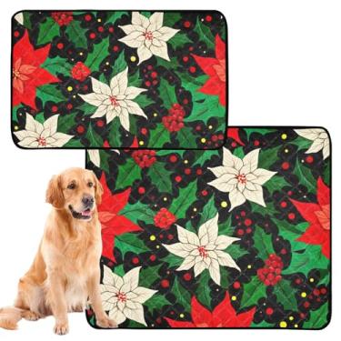 Imagem de Almofadas de xixi laváveis para cães, aquarela, floral, flores de poinsétia, reutilizáveis para animais de estimação, tapete de parto, absorvente à prova d'água, tapete de cercadinho para cães, médio