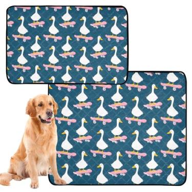 Imagem de Skate rosa de pato branco azul para animais de estimação almofada lavável para gatos almofadas de xixi para cães, impermeável, tapete absorvente para cães, treinamento de penico, pequeno x pacote com