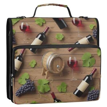 Imagem de Organizador de fichário com zíper verde para garrafas de vinho, com alça de ombro, 3 anéis de 3,8 cm, anel D, pasta para escola, escritório, viagens