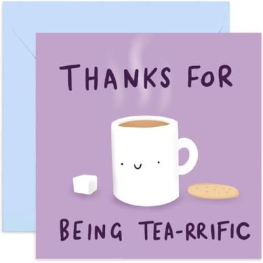Imagem de Old English Co. Cartão de agradecimento fofo para homens e mulheres - Cartão de aniversário para ele ou ela - Cartão de agradecimento engraçado para bebedor de chá para mãe, irmã, pai, irmão, amigo |