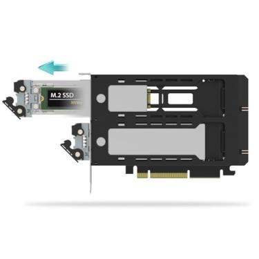 Imagem de SSD M.2 NVMe removível de 2 compartimentos para PCIe 5.0 x8 gabinete/adaptador de rack móvel para slot de expansão PCIe (PCIe bifurcação necessária) - ExpressSlot Elite MB842M5P-B