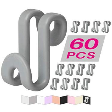 Imagem de FREZON Ganchos de conector de cabide de roupas, clipes extensores de roupa, ganchos em cascata, acessório de cabides abraçáveis de veludo, economia de espaço resistente para armário, 60 peças (cinza