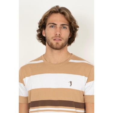 Imagem de Camiseta Listrada Aleatory Sharp Bege-Masculino