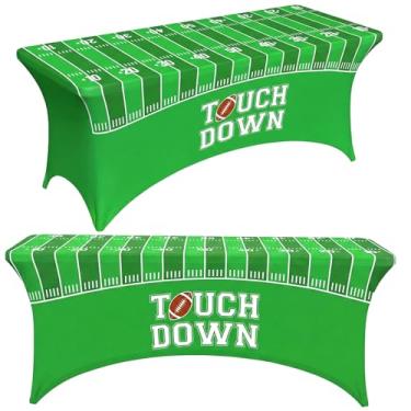 Imagem de Moukeren Toalha de mesa descartável para festas com tema de futebol, 137 x 182 cm, toalha de mesa descartável de plástico, toalha de mesa verde à prova d'água, para aniversário, esportes, jogos