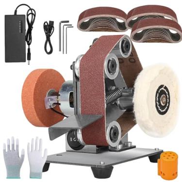 Imagem de Lixadeira De Cinta Mini 3 Em 1,Lixadeira EléTrica Com 7 Velocidades AjustáVeis,Com Lixas E Luvas Revestidas De Fibra De Carbono Para Trabalhos Manuais Em Metal E Madeira