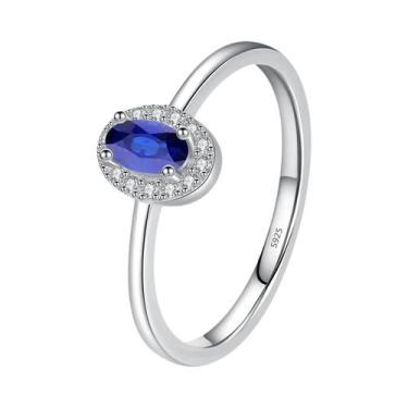 Imagem de Anel Oval De Zircônia Arco-Íris Em Prata Esterlina 925 Para Mulheres, 