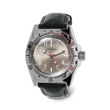 Imagem de VOSTOK | Relógio de pulso automático Amphibia 110649, Couro preto, mergulhador