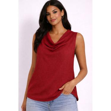 Imagem de Blusa Feminina Decote Degagê Sem Mangas Elegante