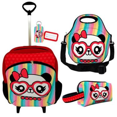 Imagem de Kit Escolar Infantil Mochila de Rodinha Lancheira Térmica Necessaire P
