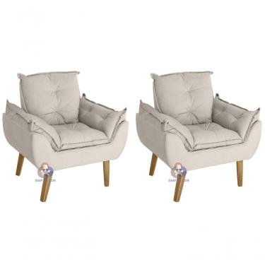 Imagem de Kit 02 Poltrona Opala Suede Bege