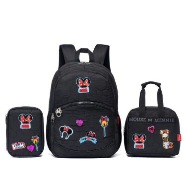 Imagem de Kit Mochila Lancheira Estojo Minnie Feminina Escolar Disney Feminina-Feminino