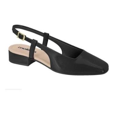 Imagem de Sapato Feminino Aberto Atrás Mule Salto Grosso Tiras Moleca-Feminino