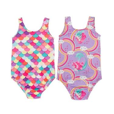 Imagem de Kit 2 Maiôs Malha Uv Menina Infantil Praia Piscina - Fofotinhos, Serei