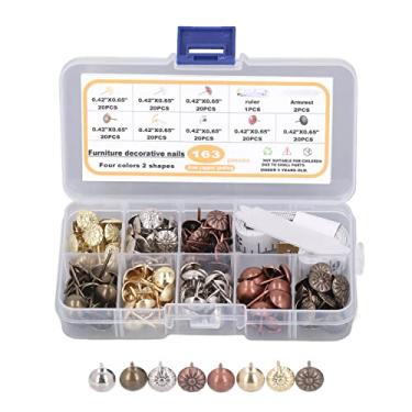 Imagem de MUNEFE Tachas para estofamento, pregos para móveis vintage, tachas para estofados antigos, pregos decorativos antigos para pintura de móveis 163 unidades