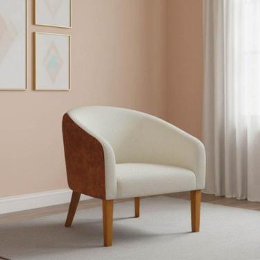 Imagem de Poltrona Sala Stella Pé Madeira Trapézio Sintético PU Nozes Bouclê D03