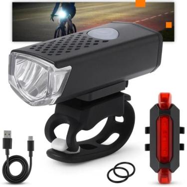 Imagem de Kit Lanterna e Farol Bicicleta Bike Luz Ultra Led a Prova D'Água Recar