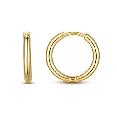 Imagem de FOSIR Brincos de argola de aço inoxidável cirúrgico para homens, cartilagem, hélice dormindo, 6 mm/8 mm/10 mm/12 mm de diâmetro