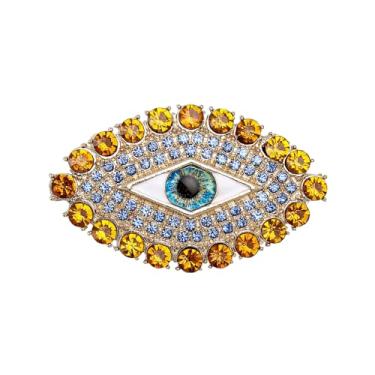 Imagem de Broche Lucky Charm Evil Eyes para mulheres homens elegantes imitação strass cristal lapela pinos para festa de casamento banquete corsage xaile acessórios de roupas moda boa sorte joias, 1, Metal
