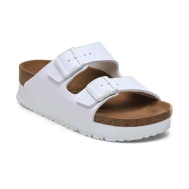 Imagem de Birkenstock Sandália feminina Papillio Arizona plataforma vegana, Branco, 10-10.5 Narrow