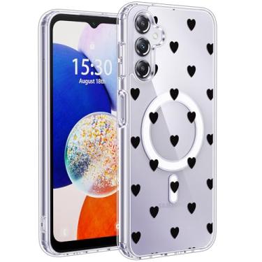 Imagem de Jkvare Capa para Samsung Galaxy A14 compatível com MagSafe, capa protetora magnética sem fio com padrão estético cristalino para mulheres e meninas - corações de bolinhas