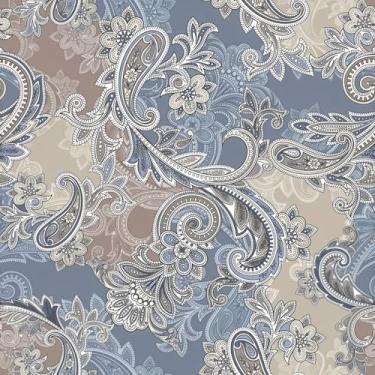 Imagem de Papel de parede vintage damasco francês descascar e colar azul acinzentado, cáqui, espesso, removível, autoadesivo para parede, banheiro, quarto, decoração de casa, 45 x 299 cm, papel de parede