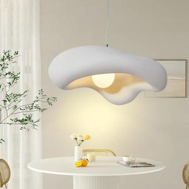 Imagem de Luminária de mesa pendente, luminária de cozinha, branca, soquete E27, estilo vintage campestre, com altura ajustável, lustre criativo para cozinha, sala de estar e escritório, 60 cm (branca