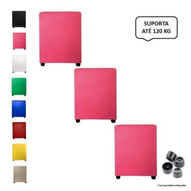 Imagem de Kit 3 Pufs Puff Banqueta Quadrado Decorativo Casa - Mercadão dos Puffs